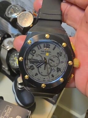 TW Steel Black and Gold Renault F1 Chronograph Watch 100 Autentic